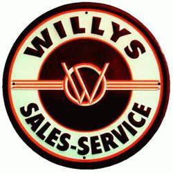 Willys Overland Sales and Service Sign