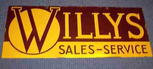 Willys Overland Sales and Service Sign