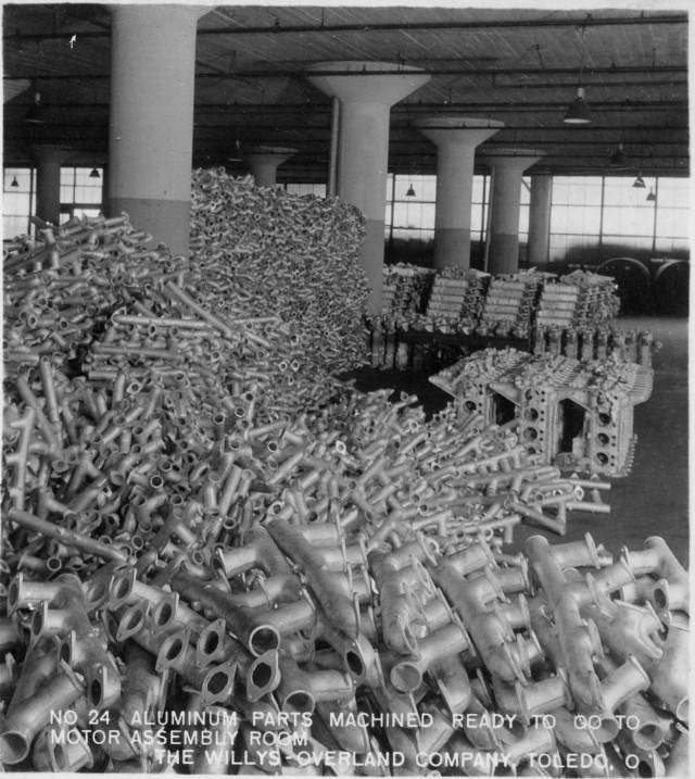 Aluminum parts machined ready to go to the motor assembly room, Toledo Oh. (Circa 1916 ?)