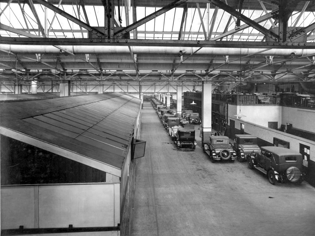 Inside the Willys Overland Crossley plant, Heaton Chapel, Stockport, UK circa 1930