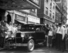 1930 Willys Deluxe Sedan Model 98B about to be driven blindfolded by Billy Russell - America