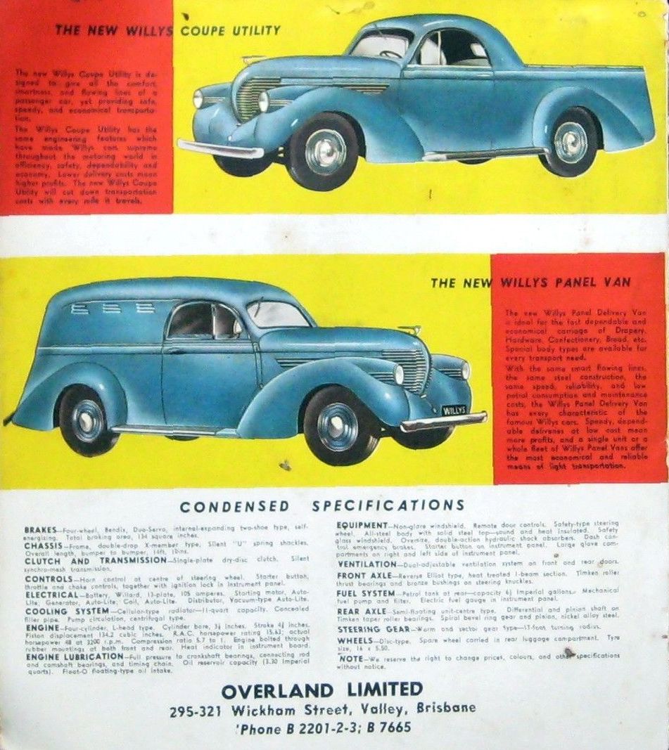 1938 Willys 38 Sales Brochure - Australia