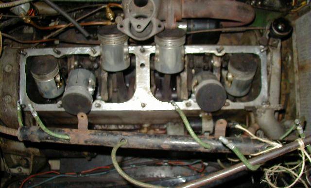 Crankcase with pistons still in place