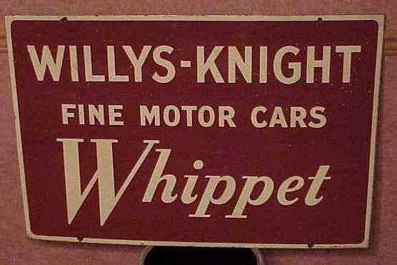 Willys Knight and Whippet Enamel Sign