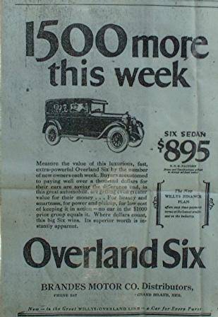 1925 - 1926 Overland Model 93 Sedan Advertisement - America
